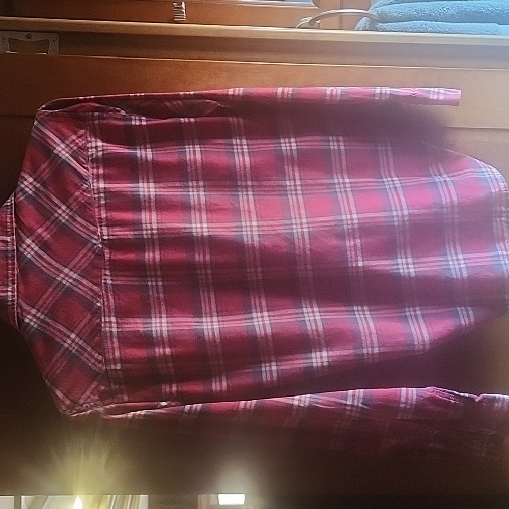Jacks Girlfriend Red/Blue Plaid Pearl Snap Light Flannel Top Size L - Picture 4 of 16